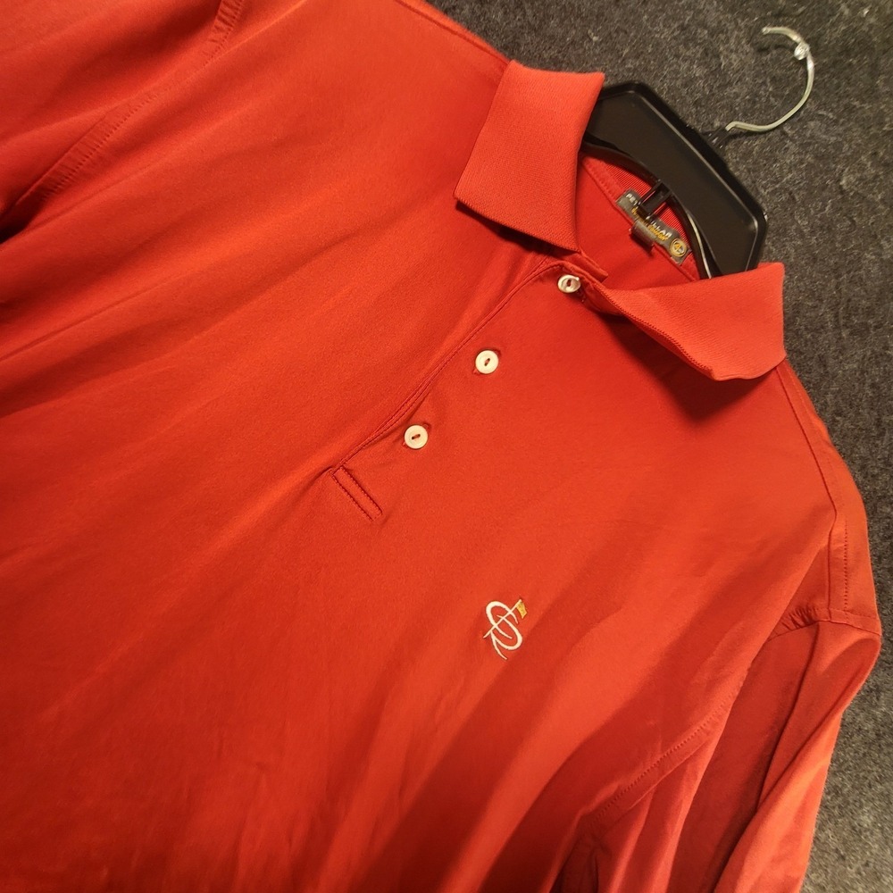 Peter Millar Summer Comfort Mens Small Red Performance Golf Polo Shirt Logo